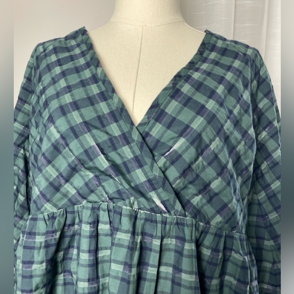 NWT Madewell Marianna Puff-Sleeve Mini Dress in Green Plaid Size Medium - Picture 6 of 12